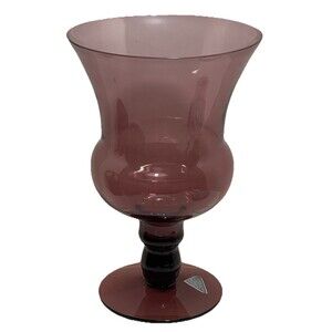 Vintage Morgantown Crystal Purple Amethyst Glass Pedestal Flower Vase Urn 8"